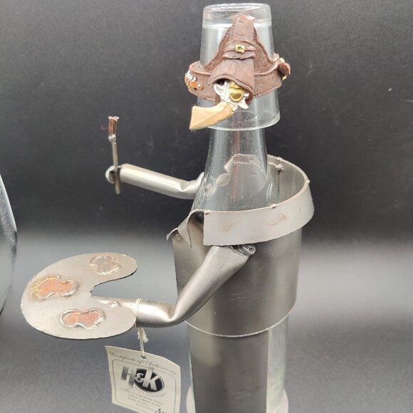 Wine Bottle Holder H&K Steel Sculpture Barbeque Cowboy & Shot Glass Holster - Picture 4 of 15